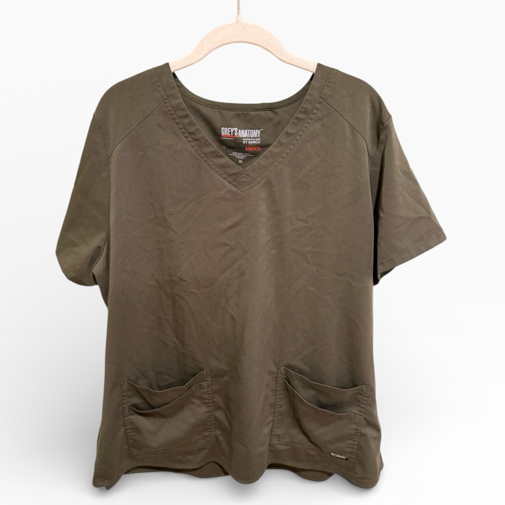 BUNDLE: Grey's Anatomy Women’s Scrub Tops in Olive, Charcoal and Burgundy - XL - Picture 2 of 10